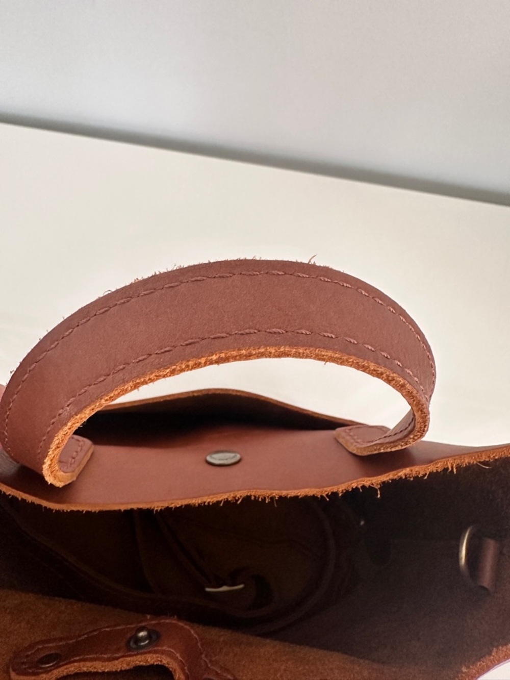 Portland Leather Goods Mini Crossbody Tote Handbag in Honey - Picture 8 of 12